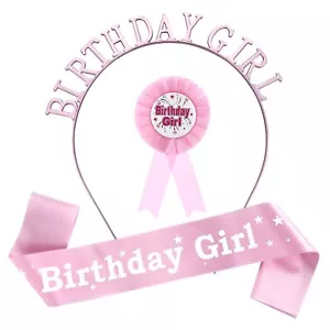 3 Pieces Birthday Girl Decorations Set Includes Pink Birthday Girl Sash Birth... - Picture 1 of 7