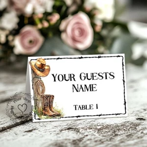 RUSTIKALE WESTERN COWBOYSTIEFEL ZELTSTIL HOCHZEIT TISCHKARTEN oder TISCHKARTEN #69 - Bild 1 von 9