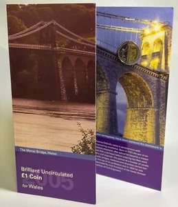 2005 Great Britain £1 Pound Coin Royal Mint Sealed OGP Menai Bridge Wales - Picture 1 of 7