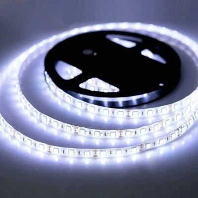 1-5m 12V 5050 LED Strip Light Lamp Self Adhesive Tape UK Plug In Warm/Cool White