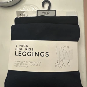 M&S High rise 2 pack black and navy Leggings Size 20 SHORT BNWT Marks & Spencer - Picture 1 of 4