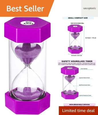 Temporizador de arena seguro de 60 minutos - Divertido accesorio de aula y cocina para familias Foto 1 de 4