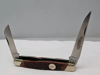 Faca de bolso vintage Remington UMC USA R-2 aves aquáticas 4 lâminas com ferramenta de estrangulamento - Imagem 1 de 4