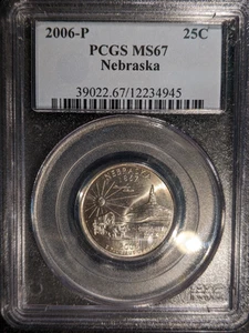 2006-p PCGS MS-67 Nebraska NE Washington State Quarter Tough Old Blue Holder OBH - Picture 1 of 2