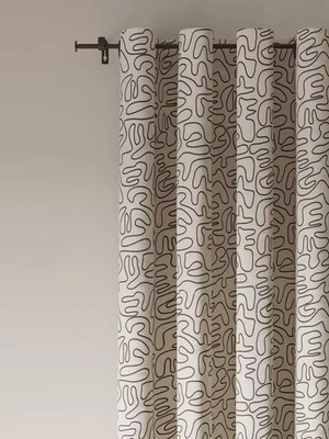 John Lewis ANYDAY Scribble GRAPHITE Pair Lined Eyelet Curtains W117 x Drop 182cm - Image 1 of 2