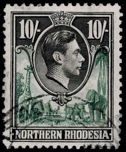 1938 Northern Rhodesia SG 44 10/- Green & Black Light Cancel Superb Cat. £45.00 - Picture 1 of 1