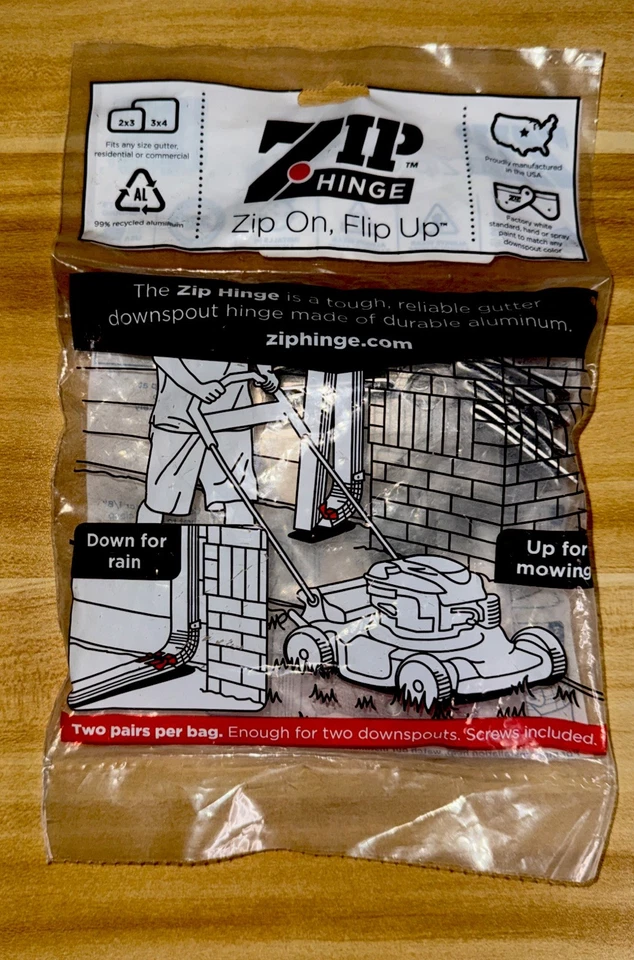 Zip hinge for Rain Gutter Downspout Extension Guard