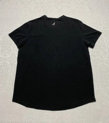 Camisa masculina Kangol grande preta gola V manga curta logotipo algodão stretch - Imagem 1 de 4