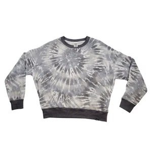 Victorias Secret PINK Tie Dye Mesh Sweatshirt Gray White Long Sleeve Womens Med - Picture 1 of 10