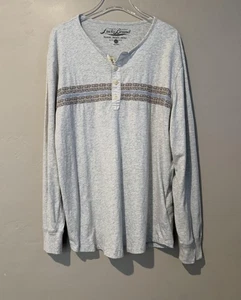 Lucky Brand Hemd Herren XL grau Sommer Gewicht Henley Langarm bestickt - Bild 1 von 10