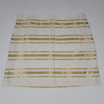 Minifalda J.Crew Y2K mezcla de algodón lino rayas doradas para mujer 0 forrada Peppy Foto 1 de 4