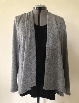 WHITE STAG Womens Open Front Cardigan With Attached Top Size XL 16-18 Gray Black - Image 1 of 4