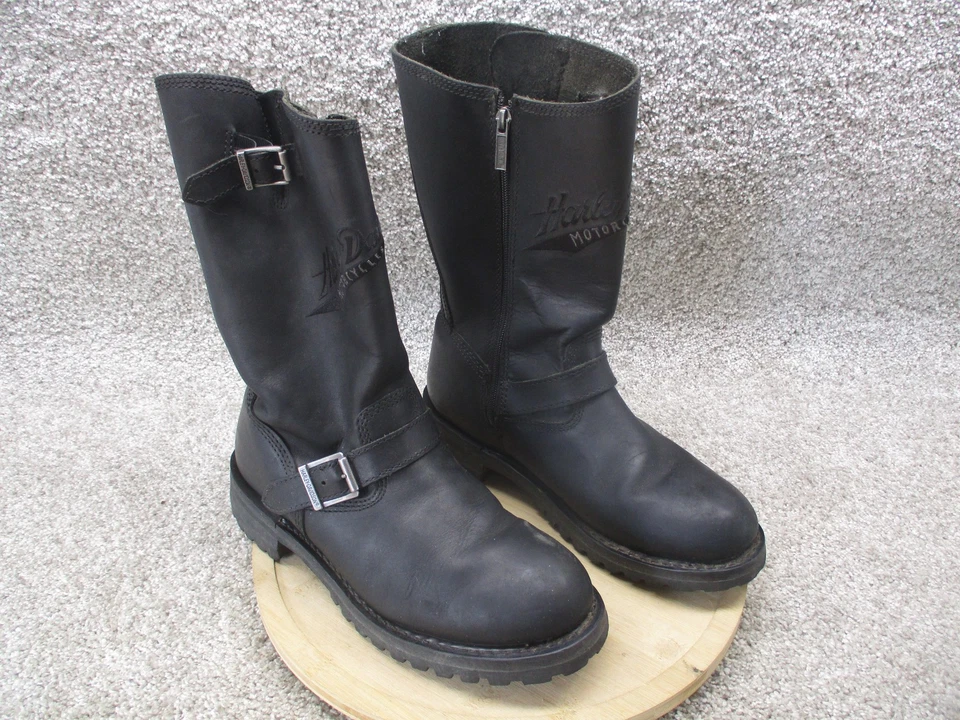 Harley-Davidson Boots Mens Size 9 Black Leather Engineer Motorcycle Zip Buckle - Image 1 of 4