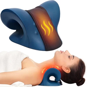 Estirador de cuello para aliviar el dolor de cuello, almohada con dispositivo de tracción cervical con calefacción con - Imagen 1 de 7