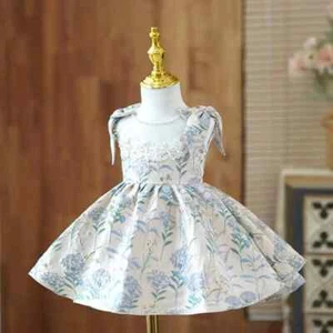 Children Princess Evening Gown Lace Sleeveless Birthday Eid Party Girls Dress - Picture 1 of 18