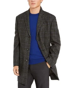Calvin Klein Men's Slim Fit Gray Plaid Prosper Overcoat jacket Size 50R 50 R - Picture 1 of 5