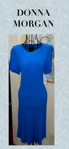 DONNA MORGAN BLAUES GERIPPTES STRICKKLEID - FLIRTY ROCK - GRÖSSE MEDIUM - Bild 1 von 5
