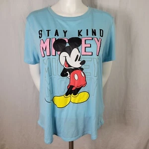 Disney Sky Blue Mickey "Stay Kind" Short Sleeve T-Shirt - Picture 1 of 5