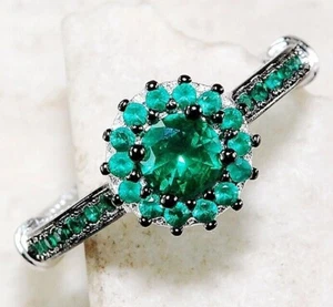 1CT Treated Emerald 925 Solid Sterling Silver Ring Sz 7 MP1 - Imagen 1 de 4