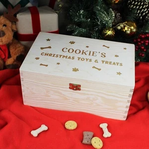 Weihnachtsgeschenkbox für Hunde Hundeleckerli & Spielzeugbox personalisiert Hundeleckerli Box - Bild 1 von 15