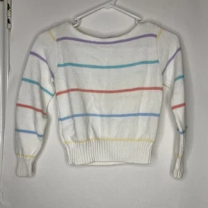 vintage 80s wrangler Rare Long Sleeve Crew Neck Pastel Candy Cowgirl Sweater - Picture 1 of 5