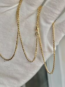 1.8MM Solid 14K Yellow Gold Round Box D.C Chain Necklace 16-24"