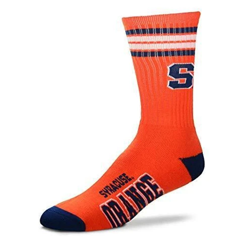FBF For Bare Feet NCAA Syracuse Orange 4 Stripe Deuce Crew Sock Team Color Cover