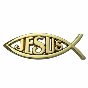 Emblemas dorados de insignia de coche de Fish Peace Love Jesus Faith - Imagen 1 de 5