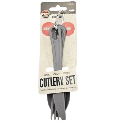 Camping Cutlery Utensil Set Carabiner Knife Fork Spoon Durable Reusable Hiking - Image 1 of 4