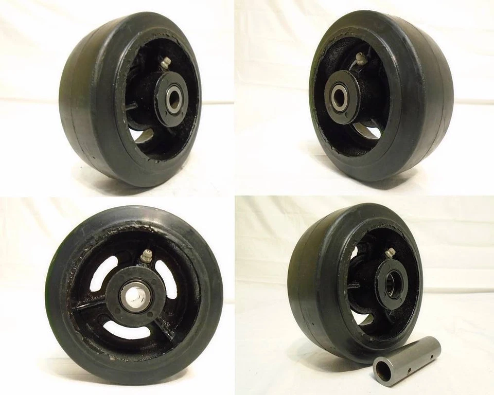 CREATIVE INDUSTRIAL SALES 5" x 2" Rubber Caster Wheels Steel Hub w/ Roller Brg & 1/2" Bushing 400lb ea (4)