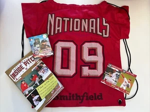 Washington NATIONALS FAN BOX! Bag, new Strasburg Mini Fig, Livan 10th Bobblehead - Picture 1 of 11