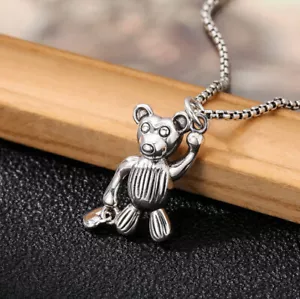 I07 Ciondolo Orso Orsetto Con Cuore Argento Sterling 925 - Foto 1 di 5