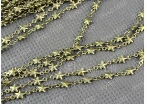 1 Meter of Antiqued bronze  star link handmade chain #22913 - Picture 1 of 1
