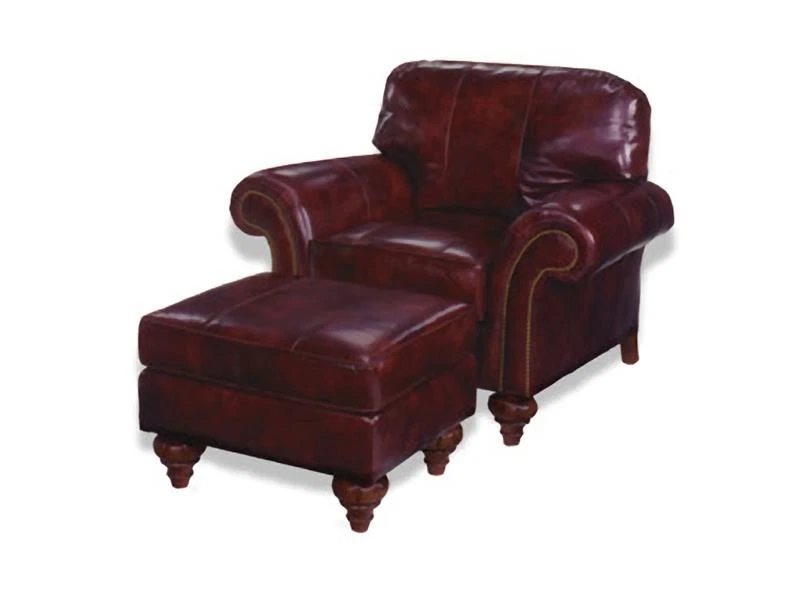 Ottoman Wood Leather Removable Leg Hand-Crafted MK-272 - Image 1 of 1