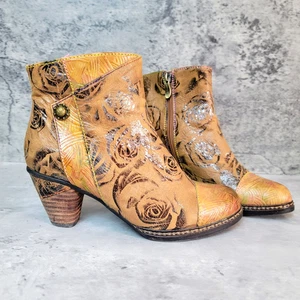 Spring Step L'Artiste Womens Leather Booties Waterlily Brown Boots Sz 36 5.5 US - Picture 1 of 20