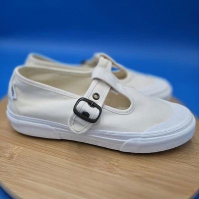 Vans Mary Jane холст кроссовки кремовый белый пряжка низкий верхний женский размер 7,5 новый без коробки - Изображение 1 из 4