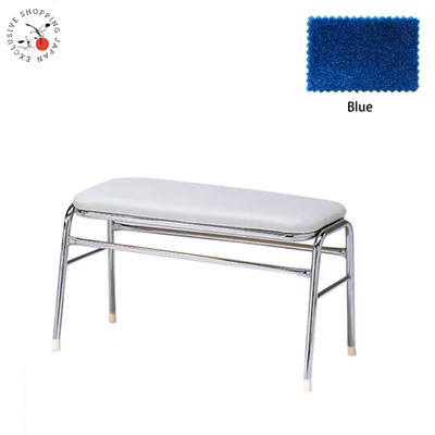 Arcade Game Stool Pair Bench Seat Chair Chrome Frame Stackable Moquette Blue JP - Image 1 of 4