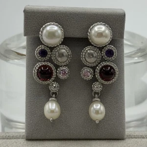 JUDITH RIPKA Sterling Silver Pearl & Gemstone Earrings - Picture 1 of 7