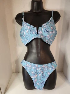 Blue Floral Bikini Size 10 - Picture 1 of 3