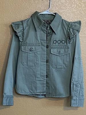 Chaqueta militar Marc Jacobs verde militar con volantes cachemira hombro talla 2 Foto 1 de 4