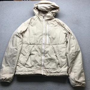 Nike Therma Fit Fleece Lined Puffer Jacket Hoodie Boys Youth Size XS Swoosh Tan - Picture 1 of 13