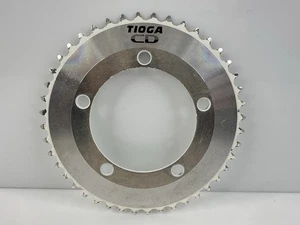 Catena Vintage Tioga CD BMX Racing Freestyle 44t 110 Argento Bianco HTF - Foto 1 di 2