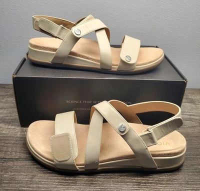 Vionic Cypress Leather Strappy Sandals Parchment Tan Womens 10M Shoes NIB - Image 1 of 4