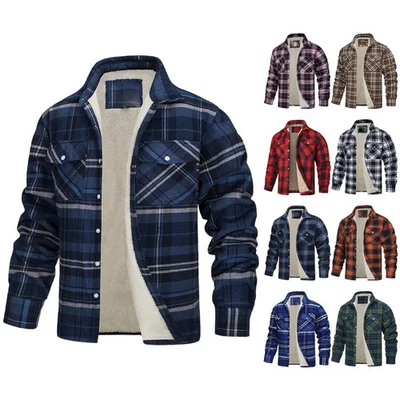 Camicia da Uomo a Maniche Lunghe a Quadri Casual Camicia da Boscaiolo Nuovo - Immagine 1 di 3