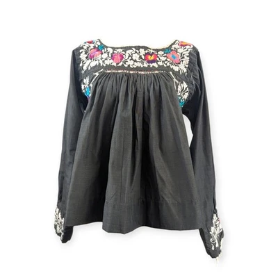 Blusa Babydoll Bohemia Vintage Bordada Mezcla Seda XS - Defectos Foto 1 de 4