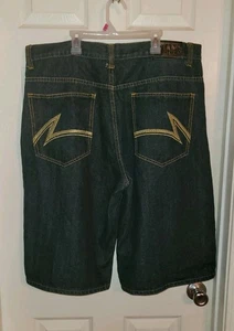 Chams Shorts Herren 42 blau Denim Medium Wash Gesäßtasche Stickerei Streetwear - Bild 1 von 6