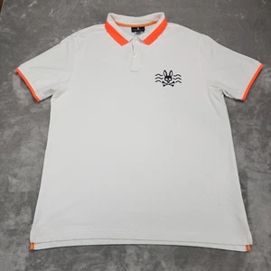 Camisa Polo Psycho Bunny Para Hombres 2XLT Blanca Naranja Pima Algodón Logo Golf Informal - Imagen 1 de 13