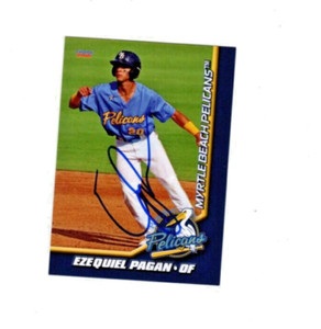 Ezequiel Pagan signed autograph 2021 Myrtle Beach Cubs baseball card Gurabo PR b