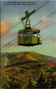 Cannon Mountain Luft Straßenbahn weiß Mtns New Hampshire Leinen Postkarte - Bild 1 von 2