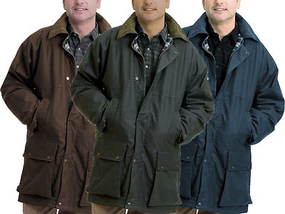 Mens Padded Wax Jacket British Waxed Coat 100% Waxed Cotton Warm Country S-5XL  - Image 1 of 4